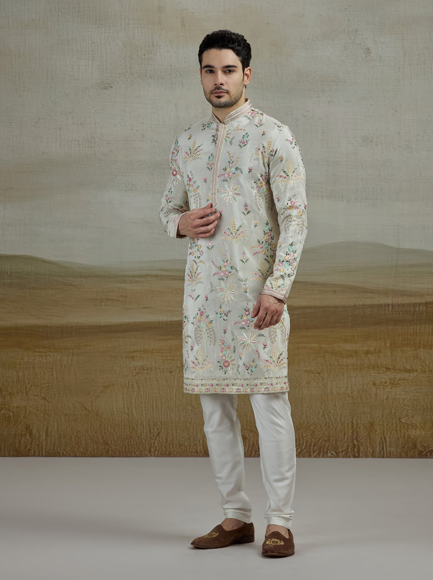 Cream Embroidered Kurta Pajama | TULA