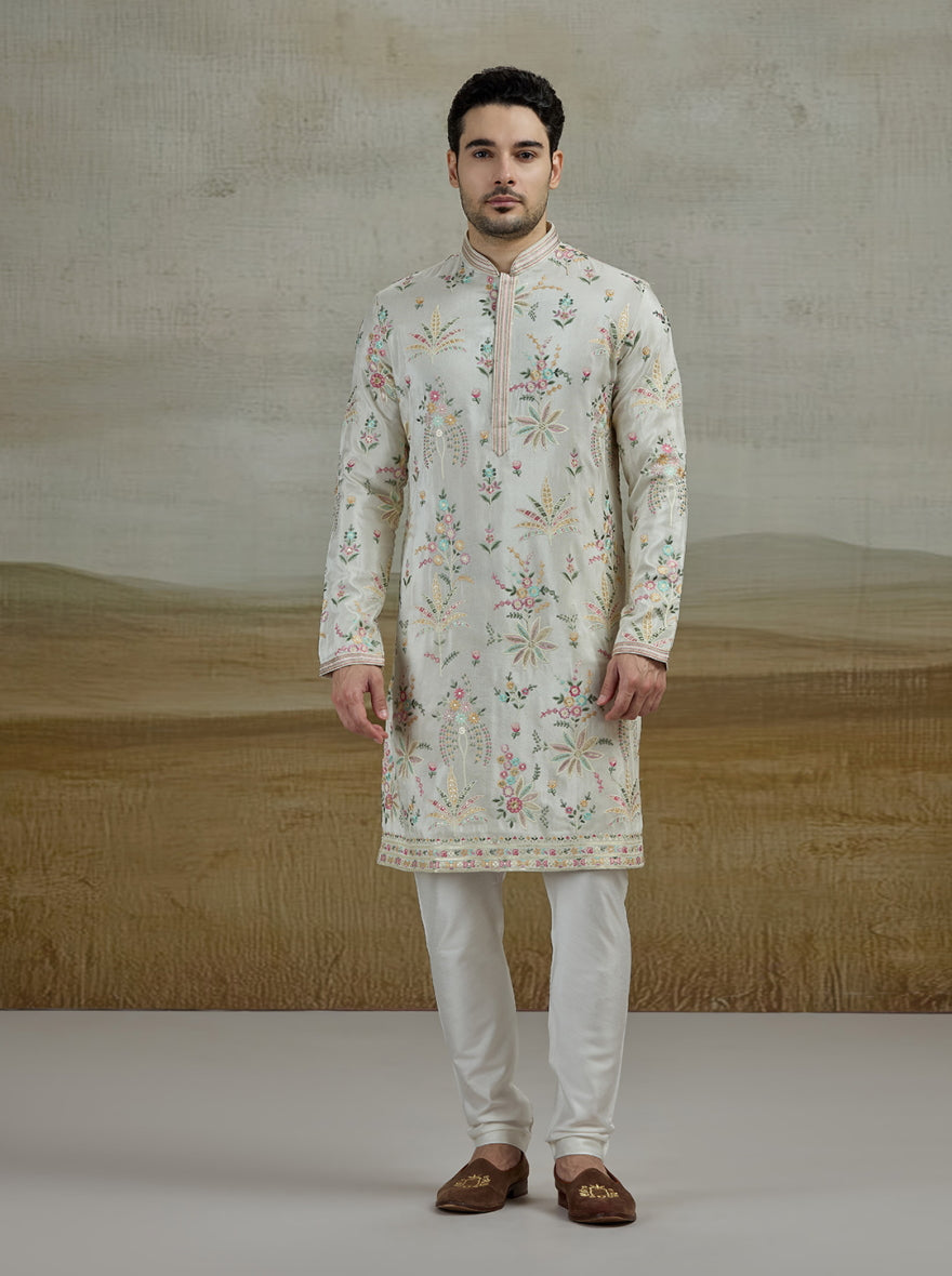 Cream Embroidered Kurta Pajama | TULA