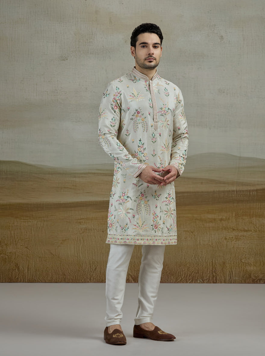 Cream Embroidered Kurta Pajama | TULA