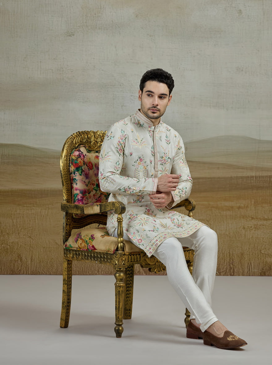 Cream Embroidered Kurta Pajama | TULA