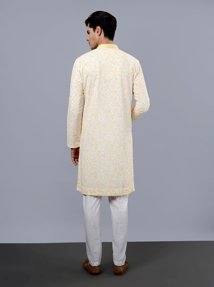 Cream & Yellow Kurta Pajama | TULA