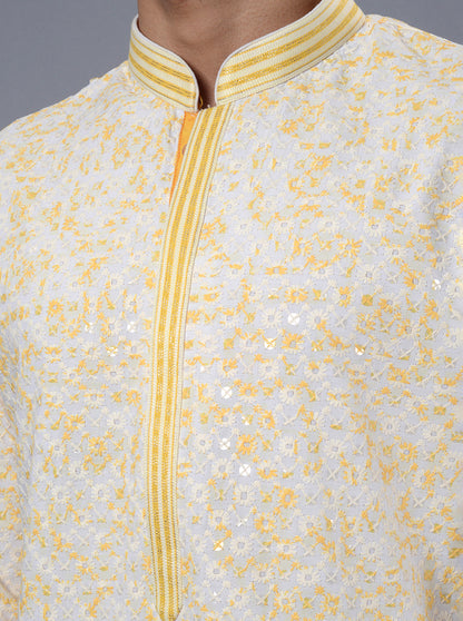 Cream & Yellow Kurta Pajama | TULA