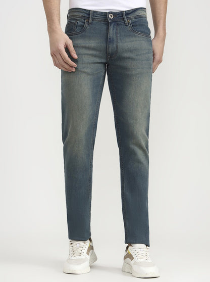 Tinted Vintage Blue Washed Slim Fit Jeans | JadeBlue