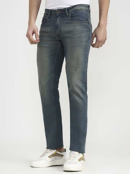 Tinted Vintage Blue Washed Slim Fit Jeans | JadeBlue