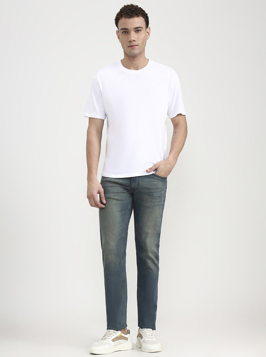 Tinted Vintage Blue Washed Slim Fit Jeans | JadeBlue
