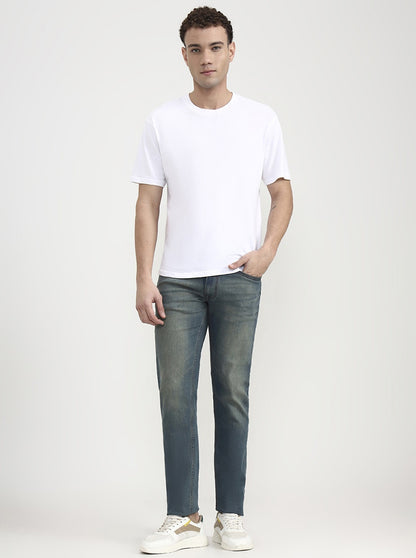 Tinted Vintage Blue Washed Slim Fit Jeans | JadeBlue