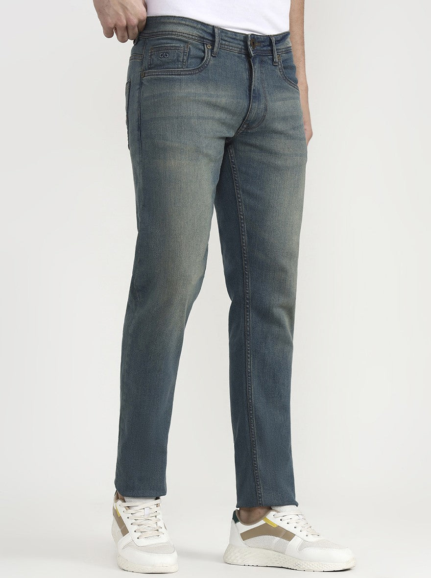 Tinted Vintage Blue Washed Slim Fit Jeans | JadeBlue