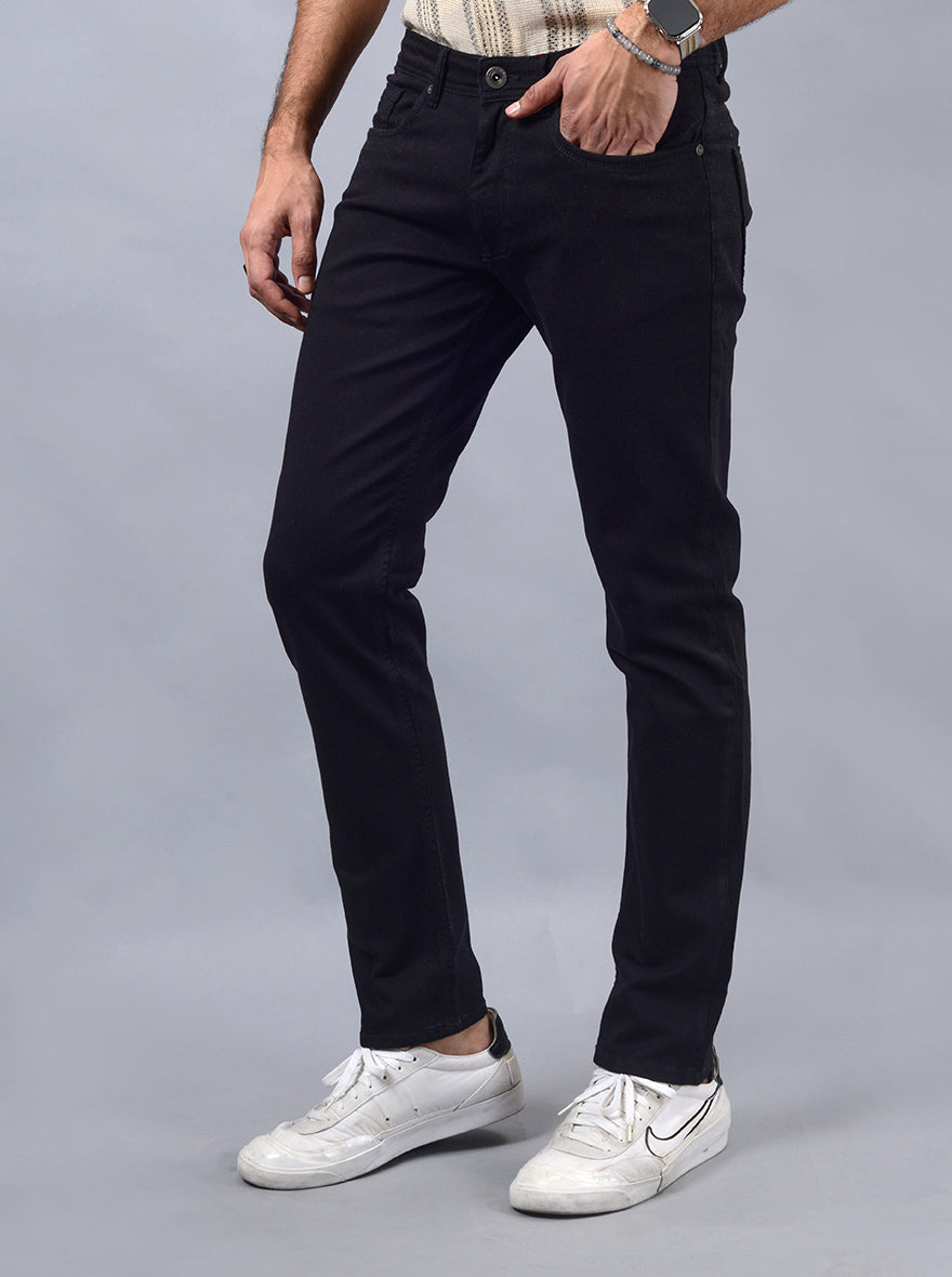 Jet Black Washed Slim Fit Jeans | JadeBlue