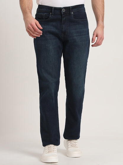 Dark Blue Washed Straight Fit Jeans | JadeBlue