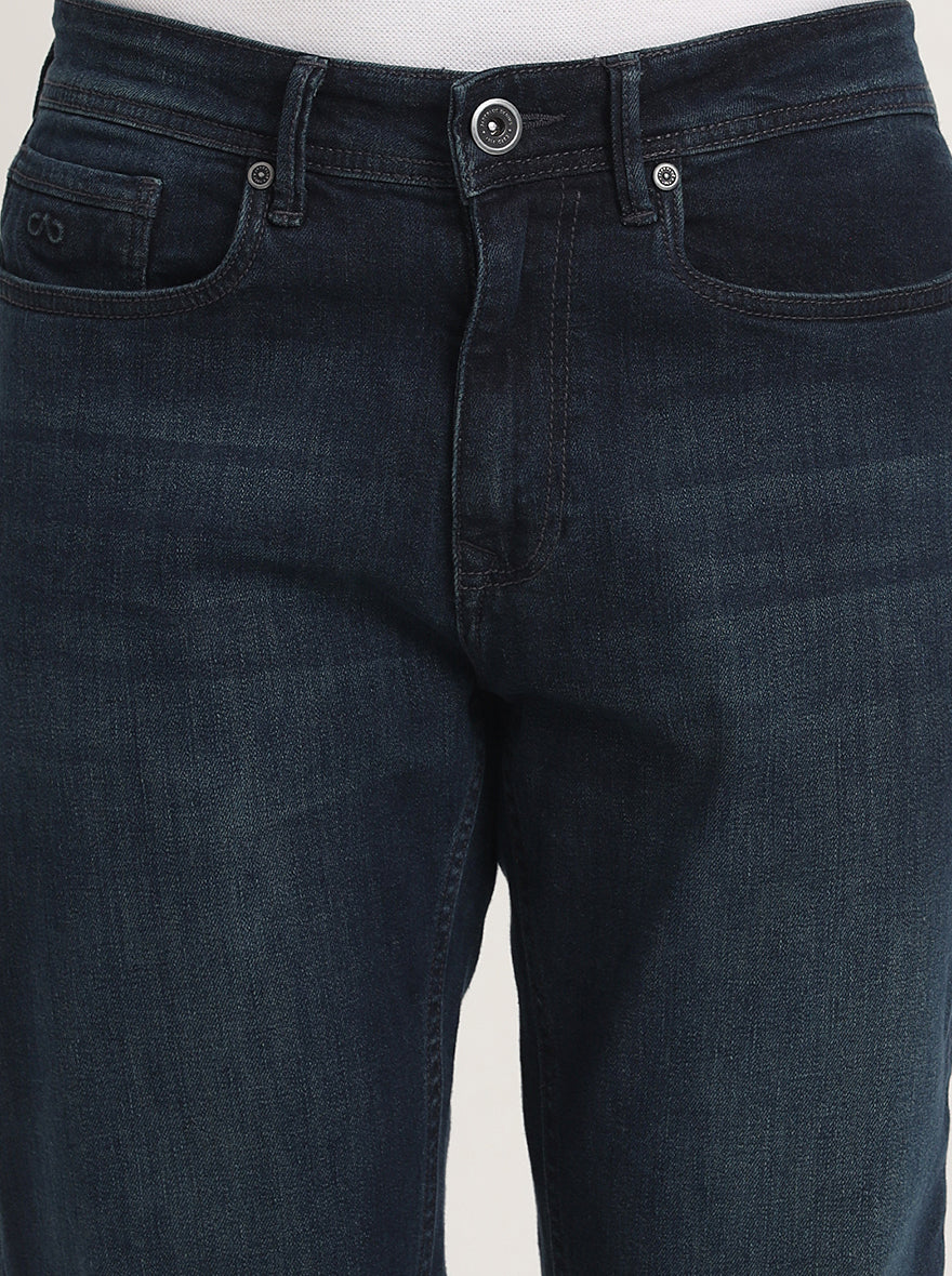 Dark Blue Washed Straight Fit Jeans | JadeBlue