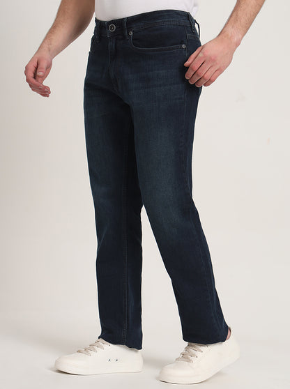 Dark Blue Washed Straight Fit Jeans | JadeBlue