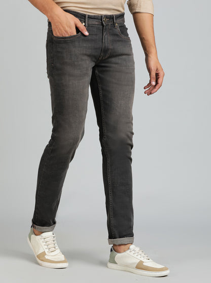 Mid Grey Washed Slim Fit Jeans | JadeBlue
