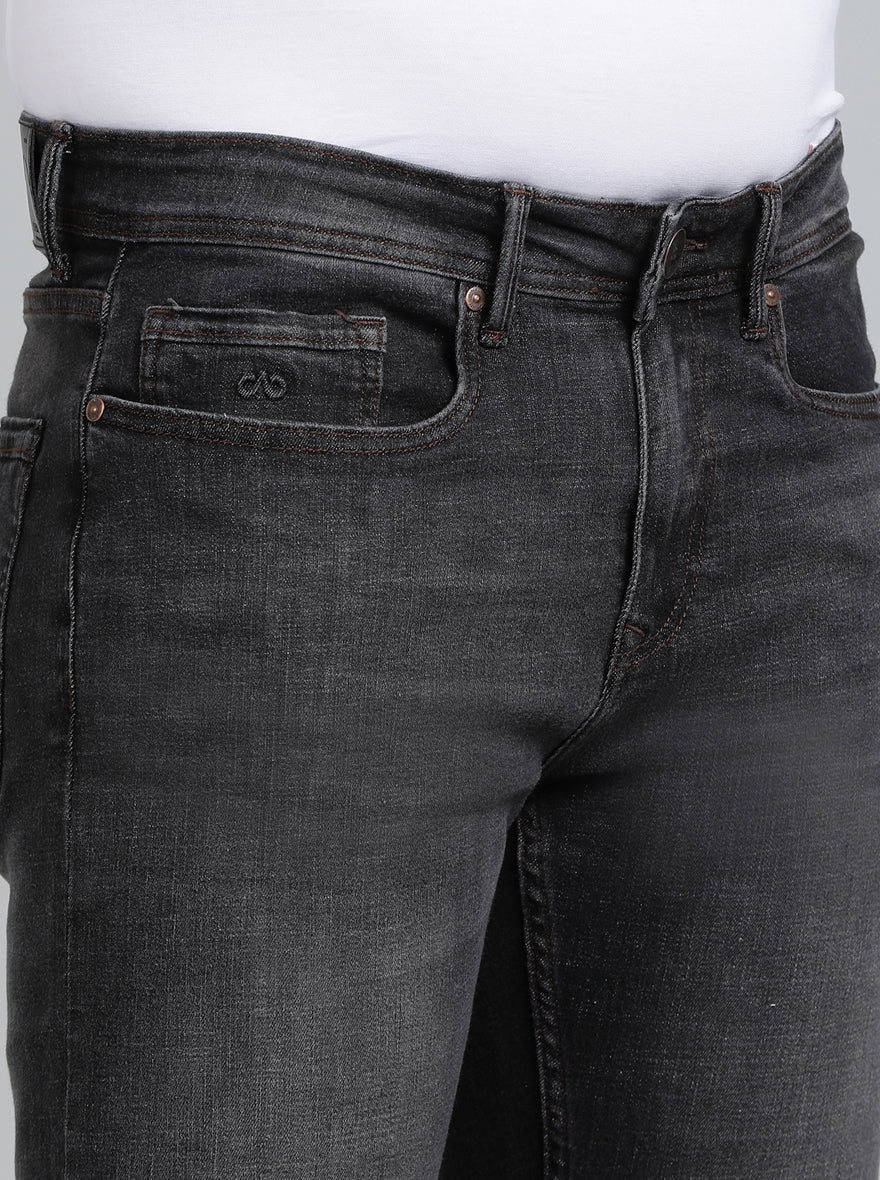 Dark Grey Washed Straight Fit Jeans | JadeBlue