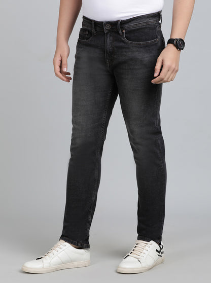 Dark Grey Washed Straight Fit Jeans | JadeBlue