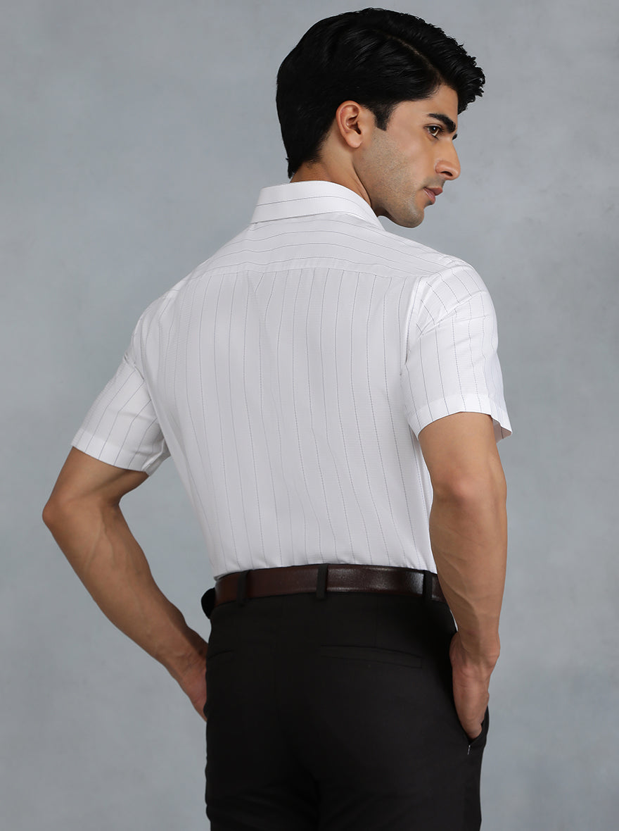 White Striped Regular Fit Formal Shirt | Greenfibre