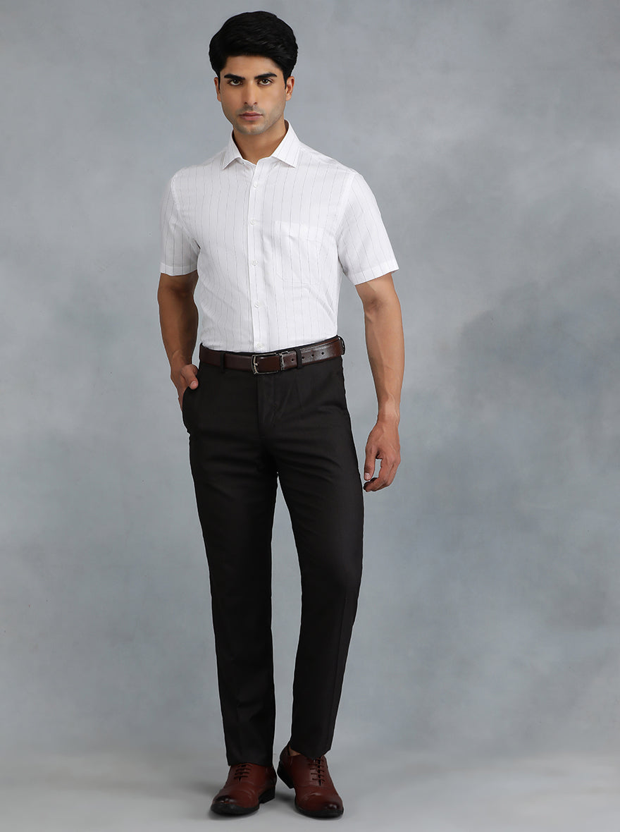 White Striped Regular Fit Formal Shirt | Greenfibre