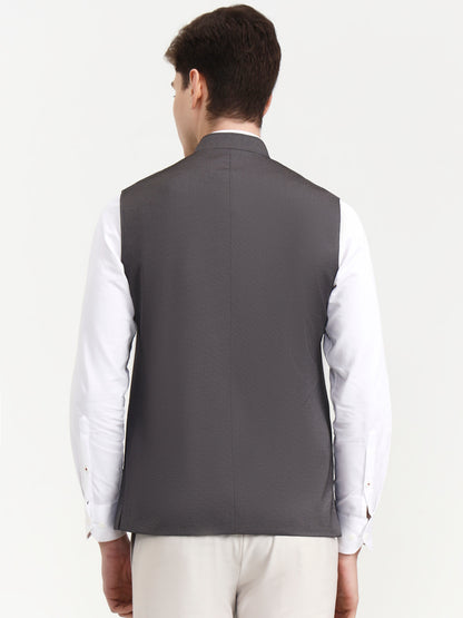 Grey Solid Regular Fit Modi Jacket | JadeBlue