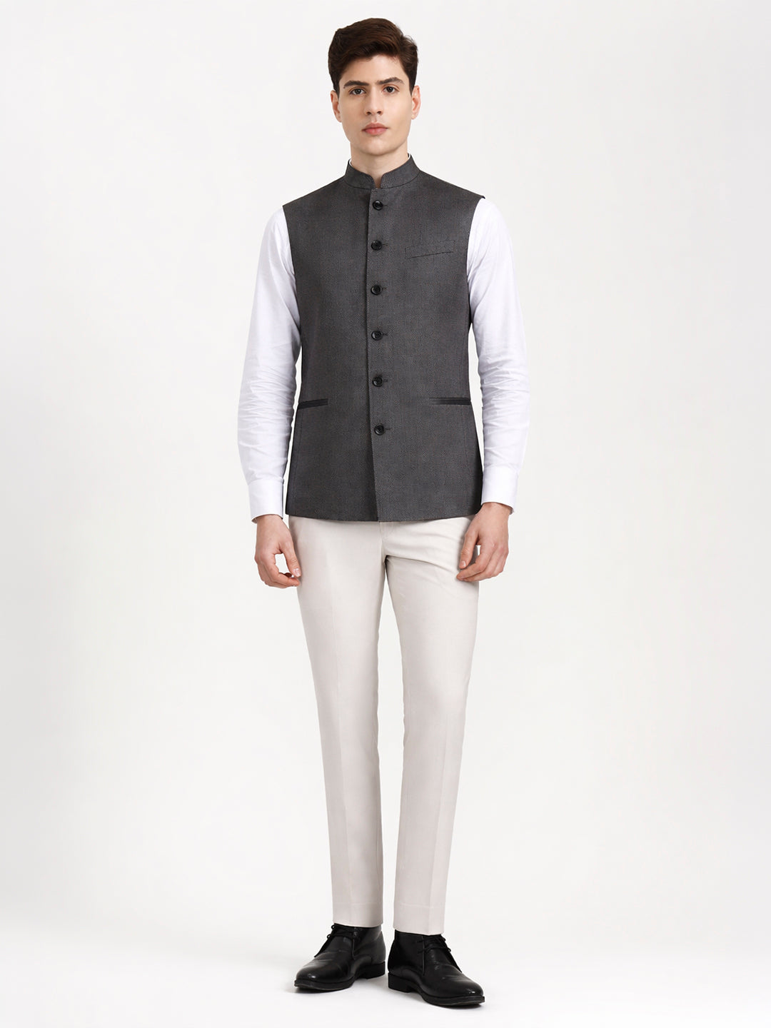 Grey Solid Regular Fit Modi Jacket | JadeBlue