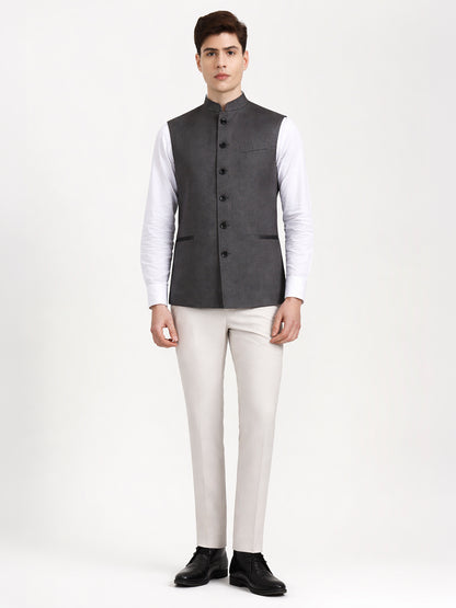 Grey Solid Regular Fit Modi Jacket | JadeBlue