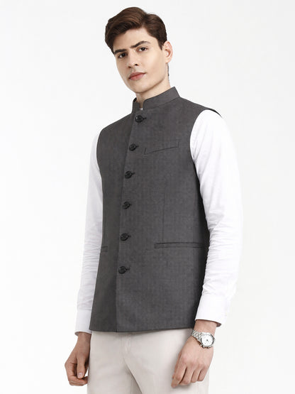 Grey Solid Regular Fit Modi Jacket | JadeBlue