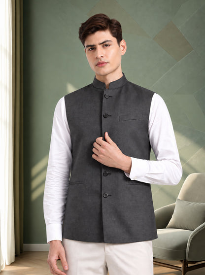 Grey Solid Regular Fit Modi Jacket | JadeBlue