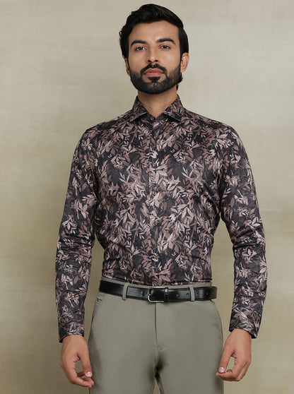 Brown Printed Slim fit Party Wear Shirt | JB Studio
