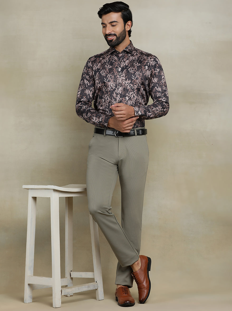 Brown Printed Slim fit Party Wear Shirt | JB Studio