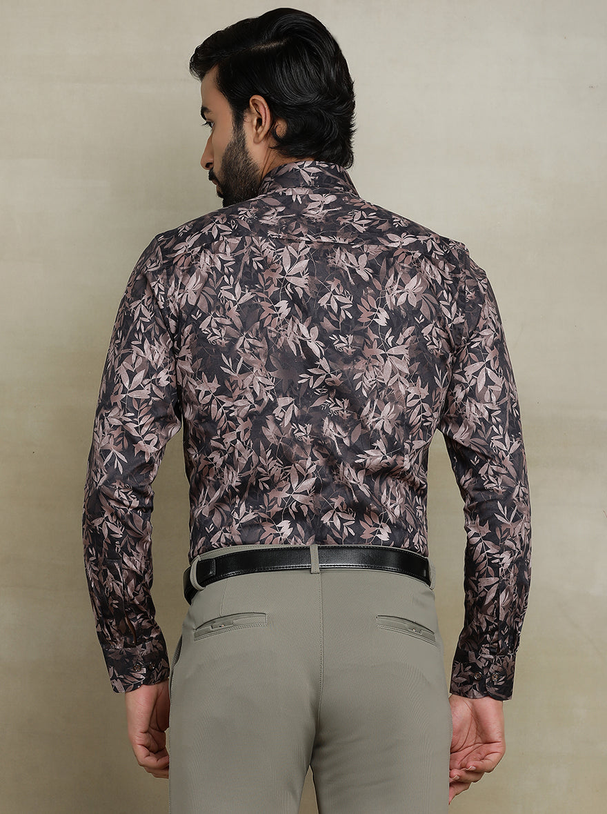 Brown Printed Slim fit Party Wear Shirt | JB Studio