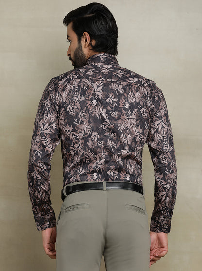 Brown Printed Slim fit Party Wear Shirt | JB Studio