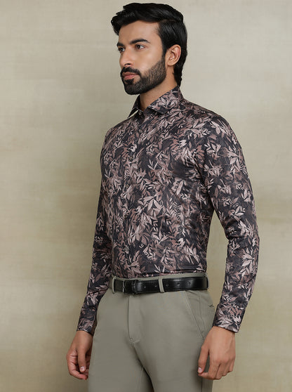 Brown Printed Slim fit Party Wear Shirt | JB Studio