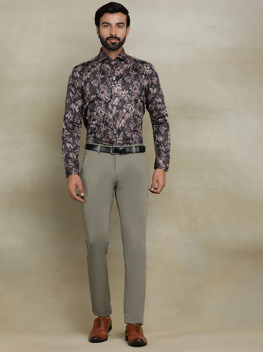 Brown Printed Slim fit Party Wear Shirt | JB Studio