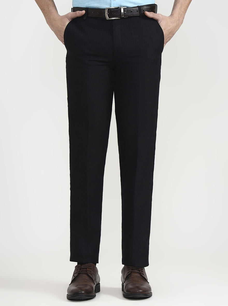 Black Solid Slim Fit Formal Trouser | JB Studio