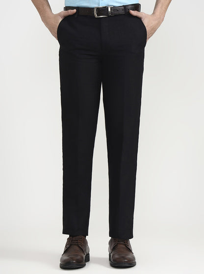 Black Solid Slim Fit Formal Trouser | JB Studio