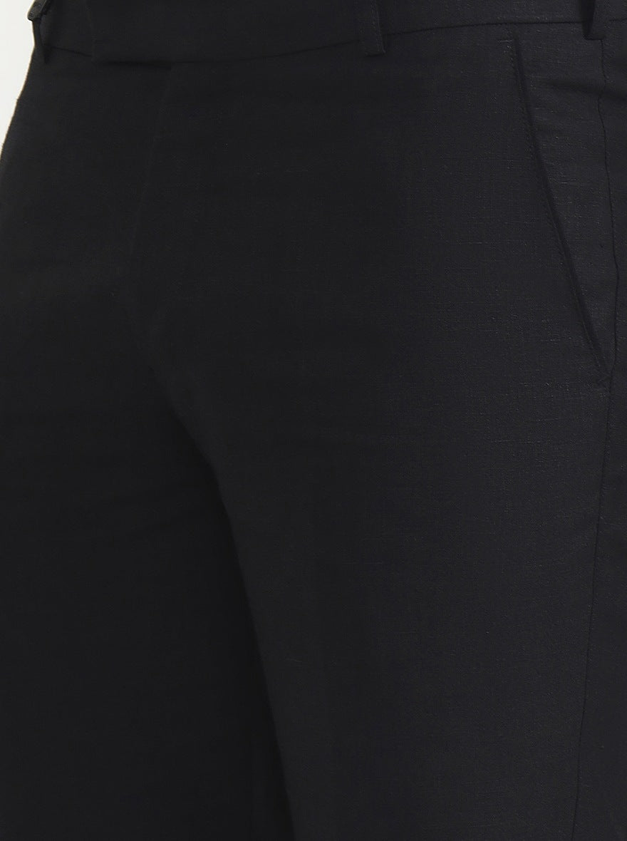 Black Solid Slim Fit Formal Trouser | JB Studio