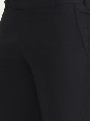 Black Solid Slim Fit Formal Trouser | JB Studio