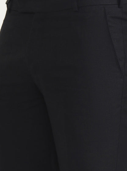 Black Solid Slim Fit Formal Trouser | JB Studio