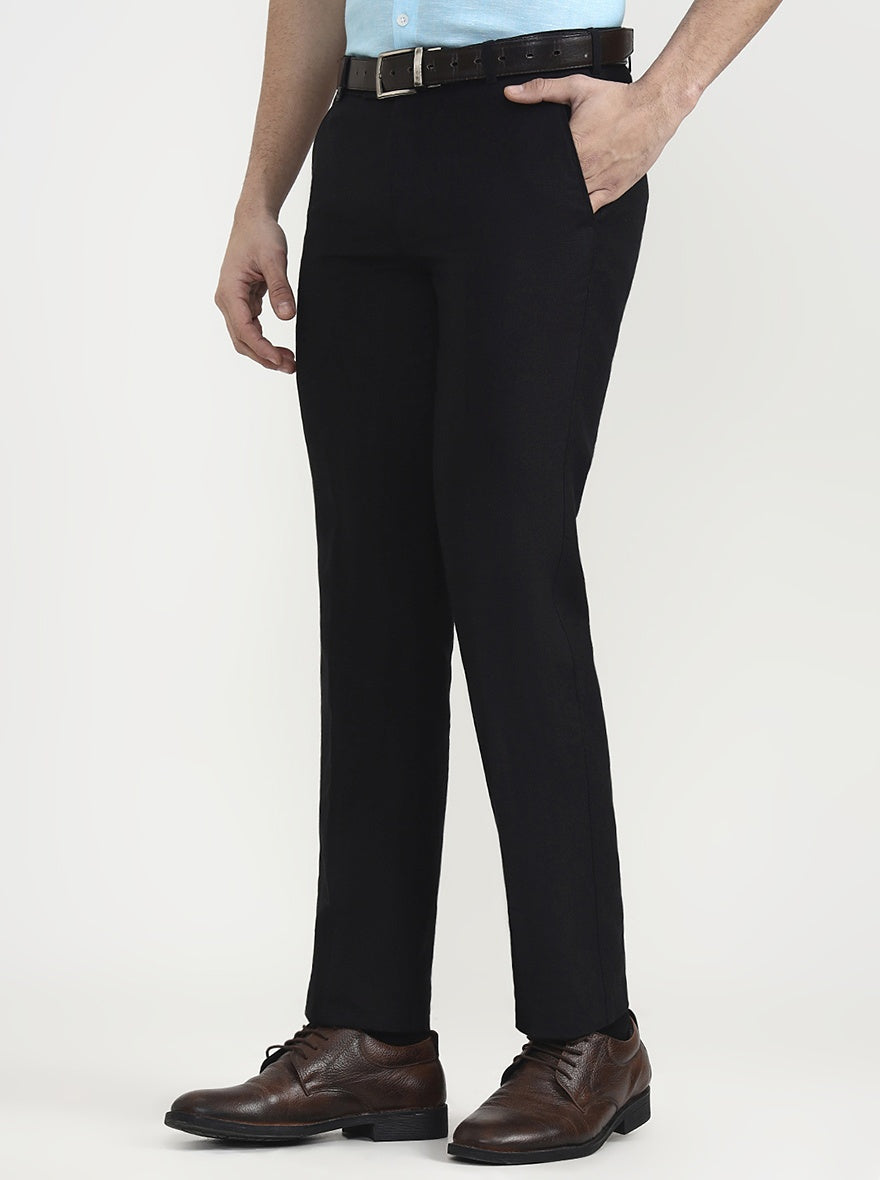 Black Solid Slim Fit Formal Trouser | JB Studio