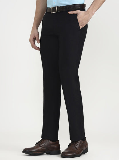 Black Solid Slim Fit Formal Trouser | JB Studio