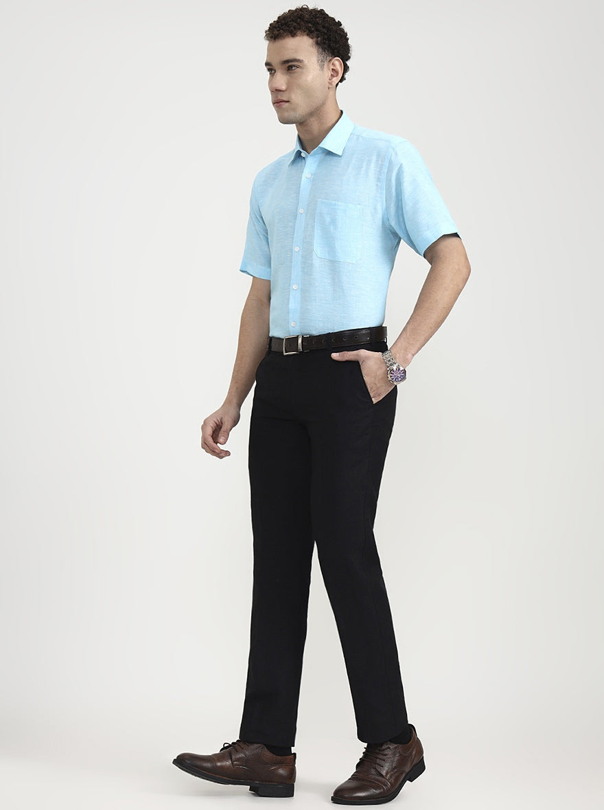 Black Solid Slim Fit Formal Trouser | JB Studio