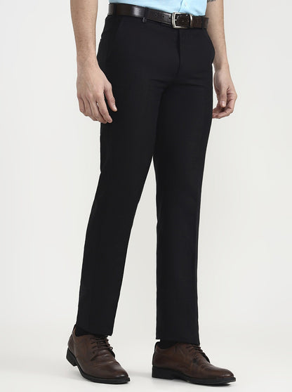 Black Solid Slim Fit Formal Trouser | JB Studio
