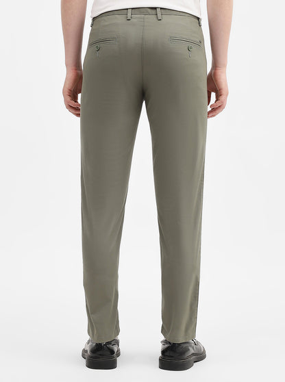 Light Olive Solid Uno Fit Casual Trouser | JadeBlue