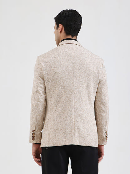 Beige Solid Regular Fit Blazer | JB Studio