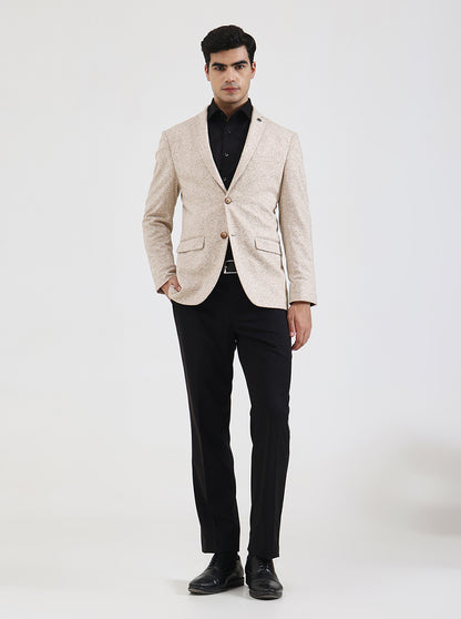 Beige Solid Regular Fit Blazer | JB Studio