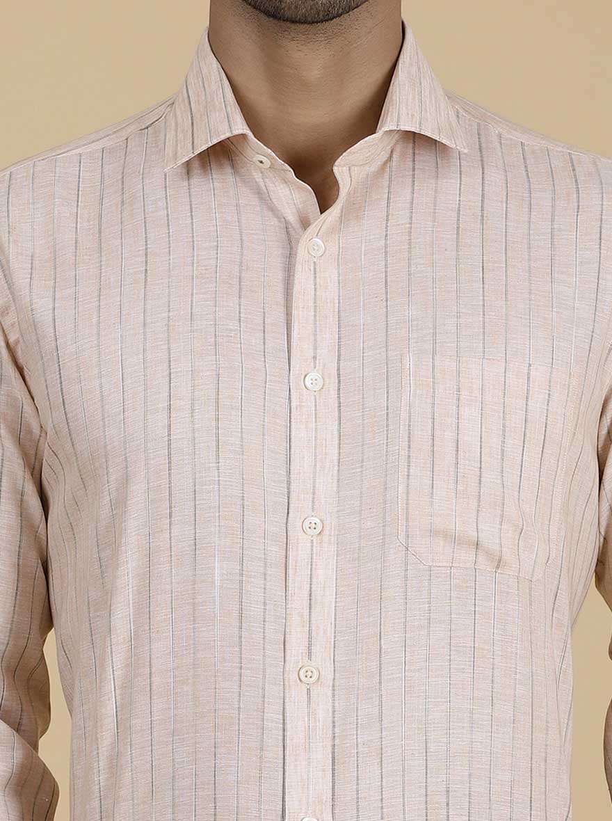 Orange Striped Slim Fit Formal Shirt | Greenfibre