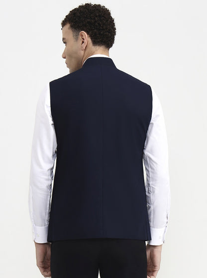 Navy Blue Solid  Modi Jacket | JadeBlue