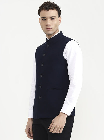 Navy Blue Solid  Modi Jacket | JadeBlue