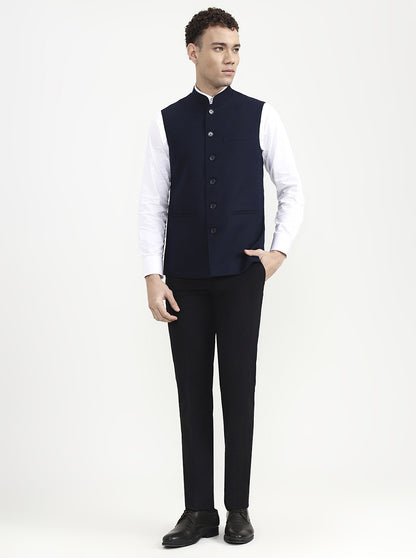 Navy Blue Solid  Modi Jacket | JadeBlue