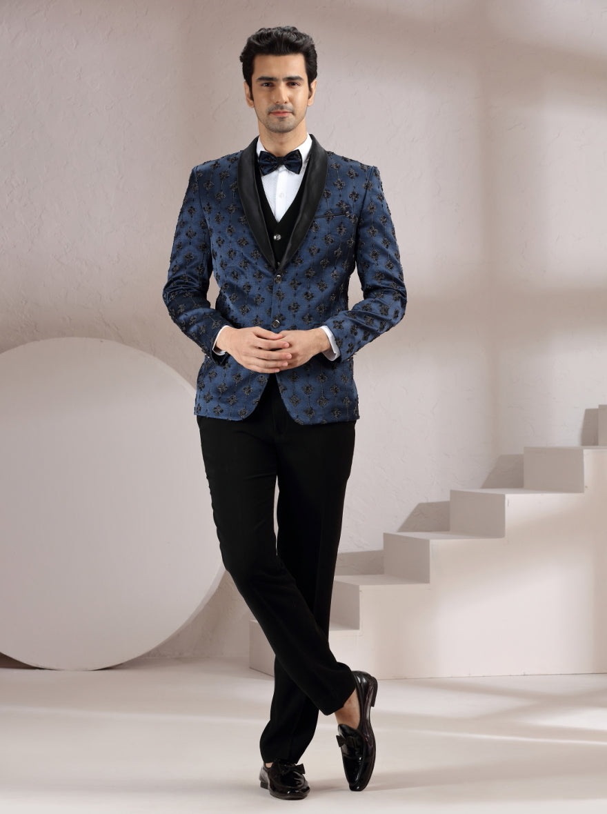 Blue Embroidered Suit | JadeBlue