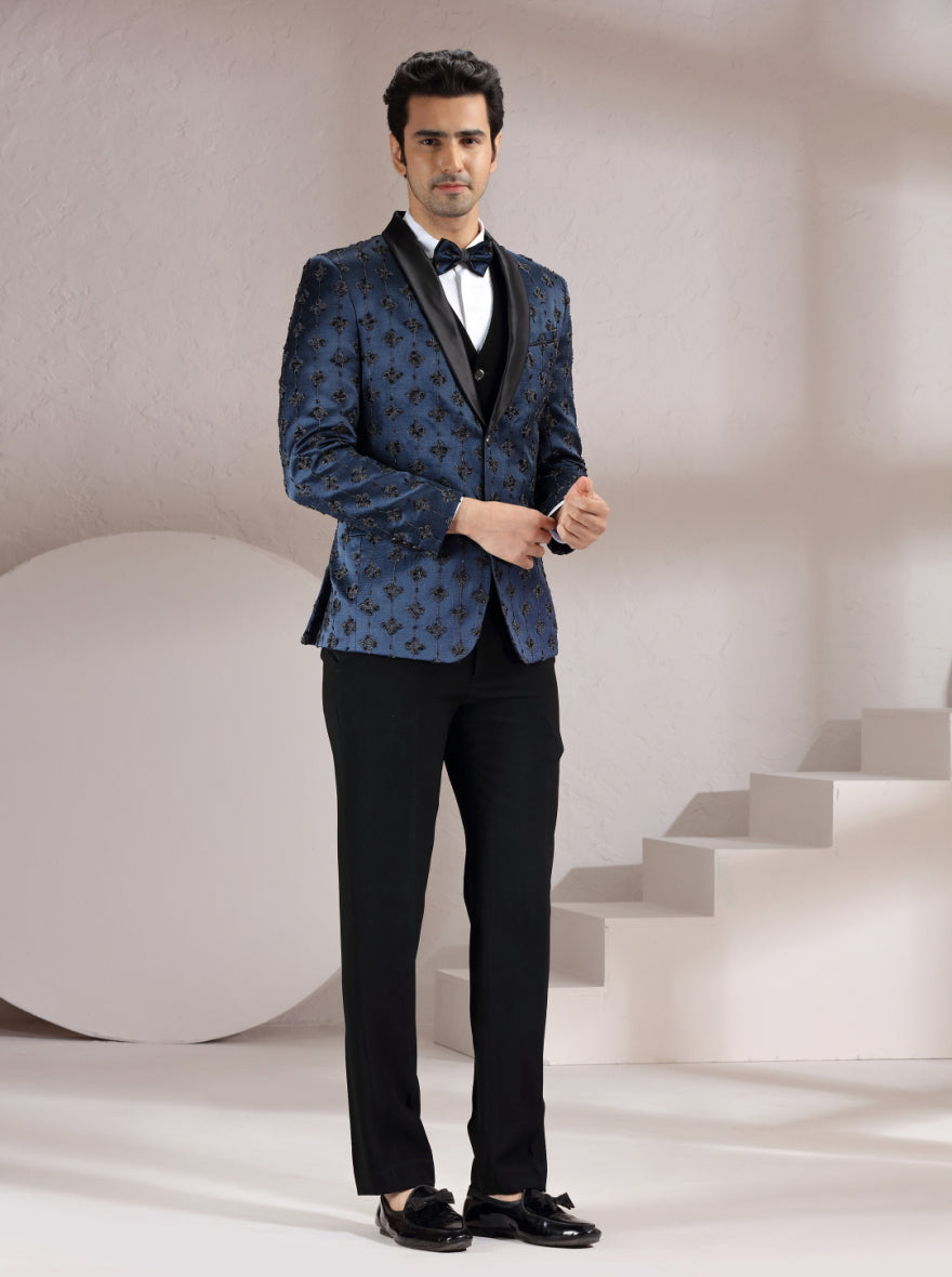Blue Embroidered Suit | JadeBlue