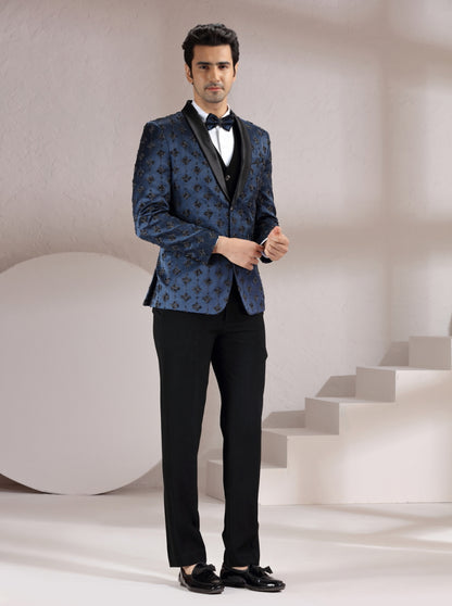 Blue Embroidered Suit | JadeBlue